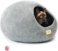 🐱 handcrafted cat cave bed by chasing tails - new zealand wool cat beds for indoor cats, perfect hideaway - eco-friendly cat bed cave with cardboard hut - covered cat bed logo