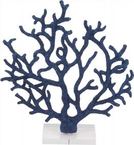 img 3 attached to Blue Polystone Coral Sculpture On Acrylic Base, 14" X 4" X 16" By Deco 79