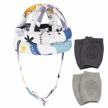 blue toddler walking helmet and baby knee pads - soft safety protection for crawling & playing harnesses logo