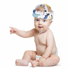 img 2 attached to Синий прогулочный шлем для малышей и детские наколенники-мягкая защитная защита для ползания и игр