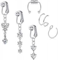 get the look without the commitment! modrsa clip-on fake belly and nose ring set logo