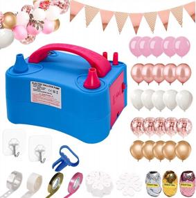 img 4 attached to Gifts2U Electric Balloons Pump: Portable Dual Nozzle Decorating Kit with Balloons, Rose Gold Pennant Balloon Pump, Metal Balloon Glue & Tying Tool - 110V 400W for Party Decoration