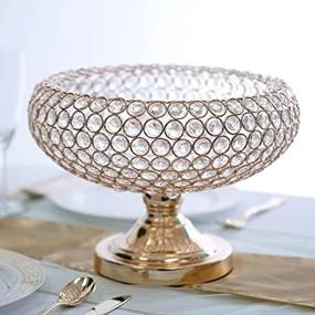 img 3 attached to 300 Acrylic Crystal Beaded 9" Gold Tabletop Candle Holder Bowl Flower Vase Event Centerpiece - Efavormart