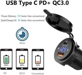 img 3 attached to 🚗 High-Speed 36W USB C Car Charger with LED Voltmeter - MNJ Motor Type-C QC3.0 & PD Socket, Dual Port Fast Power Delivery for Car Boat Marine Motorcycle