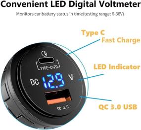 img 2 attached to 🚗 High-Speed 36W USB C Car Charger with LED Voltmeter - MNJ Motor Type-C QC3.0 & PD Socket, Dual Port Fast Power Delivery for Car Boat Marine Motorcycle