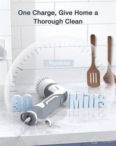 img 1 attached to 🔋 LABIGO Cordless Spin Scrubber - Electric Power Cleaning Brush with 4 Replaceable Brush Heads, 2 Adjustable Speeds for Bathroom, Car, Tile, Grill (Grey)