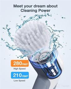 img 3 attached to 🔋 LABIGO Cordless Spin Scrubber - Electric Power Cleaning Brush with 4 Replaceable Brush Heads, 2 Adjustable Speeds for Bathroom, Car, Tile, Grill (Grey)