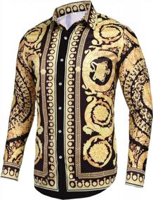 img 3 attached to Pacinoble Мужская модная рубашка с длинным рукавом и роскошным дизайном с принтом
