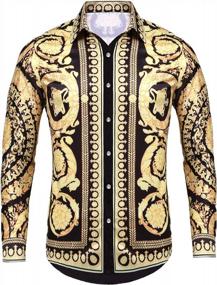 img 4 attached to Pacinoble Mens Long Sleeve Fashion Luxury Design Print Dress Shirt