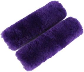 img 2 attached to 🐑 2-Pack Soft Comfy Genuine Sheepskin Seat Belt Strap Covers for Car, Truck, Backpack - Purple Fuzzy Seat Belt Pads for Shoulder