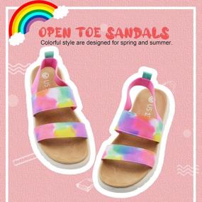 img 3 attached to Kids Elastic Strap Flat Sandals Open-Toe Casual Shoes By Lulex Girls