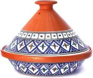 kamsah hand made and hand painted tagine pot moroccan ceramic pots for cooking and stew casserole slow cooker (medium, supreme bohemian blue) logo