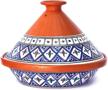 kamsah hand made and hand painted tagine pot moroccan ceramic pots for cooking and stew casserole slow cooker (medium, supreme bohemian blue) logo