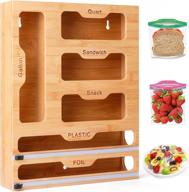 ziplock bag storage organizer and wrap dispenser with cutter and labels, toovren 2 in 1 bamboo kitchen drawer organizer, foil and plastic wrap organizer, plastic baggie organizer food bag organizer logo
