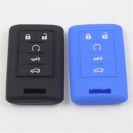 btopars 2pcs cadillac smart key fob silicone case cover protector holder for ats cts dts sts xts ats srx escalade 2014-2019, black blue логотип