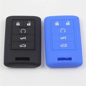 img 3 attached to Btopars 2pcs Cadillac Smart Key Fob Silicone Case Cover Protector Holder for ATS CTS DTS STS XTS ATS SRX Escalade 2014-2019, Black Blue