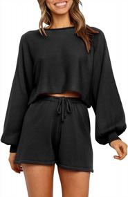 img 4 attached to Stylish And Comfortable: Yaluntalun Women'S Knit Loungewear Set With Crop Top And Shorts