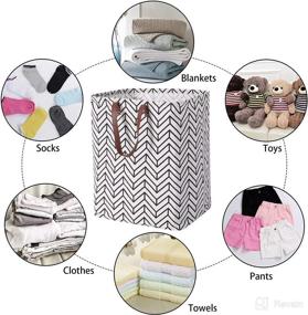 img 1 attached to 🧺 MAQIAO 72L [2 Pack] Freestanding Laundry Hamper with Leather Handles: Premium Collapsible Cotton Basket for Clothes, Toys, and Dirty Laundry – Waterproof & Stylish (White Fang)