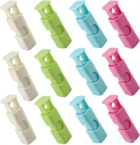 img 4 attached to Cozihom Bread Bag Cinch Clips with Slip Grip Easy Squeeze &amp; Lock, 4 Color Variety, Pack of 12