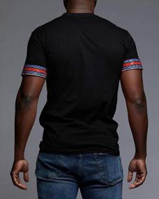 img 1 attached to Мужская футболка африканского стиля с принтом на тему племенных цветочных узоров V-образным вырезом и прилегающей посадкой от Makkrom.