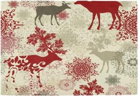 img 2 attached to Festive Dining Decor: Set Of 4 Christmas Square Placemats With Beautiful Flower, Snowflake And Deer Design, Non-Slip And Easy To Clean