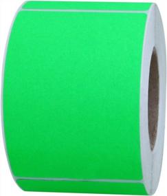 img 3 attached to Hybsk 2X3 дюймовые этикетки с цветовым кодом, флуоресцентная зеленая наклейка, прямоугольник, 300 этикеток в рулоне (флуоресцентно-зеленый)