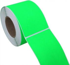 img 1 attached to Hybsk 2X3 дюймовые этикетки с цветовым кодом, флуоресцентная зеленая наклейка, прямоугольник, 300 этикеток в рулоне (флуоресцентно-зеленый)
