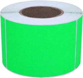 img 4 attached to Hybsk 2X3 дюймовые этикетки с цветовым кодом, флуоресцентная зеленая наклейка, прямоугольник, 300 этикеток в рулоне (флуоресцентно-зеленый)