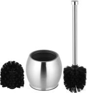 🚽 304 stainless steel dailyart toilet brush with extended handle for deep cleaning - compact bathroom brush set with durable bristles and holder (black) logo