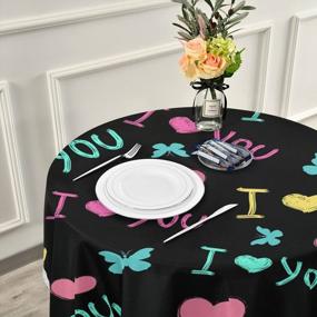 img 2 attached to Waterproof Polyester Valentine'S Day Tablecloth - 60 Inch Round Table Cover For Kitchen Dining, Buffet Parties, And Camping By XUWU