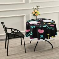 waterproof polyester valentine's day tablecloth - 60 inch round table cover for kitchen dining, buffet parties, and camping by xuwu logo