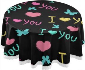 img 3 attached to Waterproof Polyester Valentine'S Day Tablecloth - 60 Inch Round Table Cover For Kitchen Dining, Buffet Parties, And Camping By XUWU