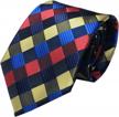 jacquard woven silk tie necktie for men - classic dark blue grey check design by secdtie logo