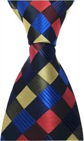 img 3 attached to Jacquard Woven Silk Tie Necktie For Men - Classic Dark Blue Grey Check Design By Secdtie