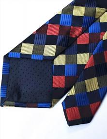 img 2 attached to Jacquard Woven Silk Tie Necktie For Men - Classic Dark Blue Grey Check Design By Secdtie