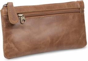 img 4 attached to Handcrafted Leather Pencil Case - Elegant, Practical & Durable 8"X4" Design W/ Side Pocket & Keyring!