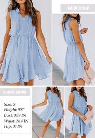 img 1 attached to Women'S Sleeved Ruffle Pleated Mini Swing Dress - Tie V Neck Loose Fit A Line Sundress