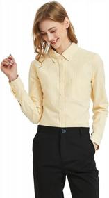 img 4 attached to Women'S Oxford Shirt: Classic-Fit Wrinkle Resistant Cotton Top With Long Sleeves, Available In Sizes 2XS-3XL By MGWDT