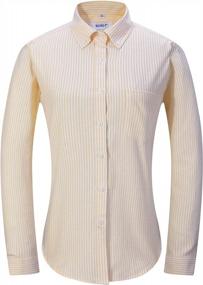 img 3 attached to Women'S Oxford Shirt: Classic-Fit Wrinkle Resistant Cotton Top With Long Sleeves, Available In Sizes 2XS-3XL By MGWDT