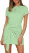 stay stylishly cool: letsrunwild women's short sleeve ruched wrap dress for summer's beach casual look logo