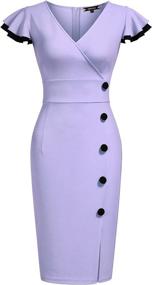 img 2 attached to 👗 Miusol Womens Vintage Deep V Pencil Dresses: Timeless Elegance in Women's Clothing