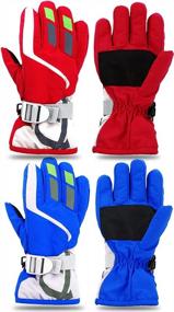 img 4 attached to 2 Pairs Toddler Ski Snow Gloves: Waterproof, Warm & Adjustable For Boys & Girls 2-4Y - Camlinbo