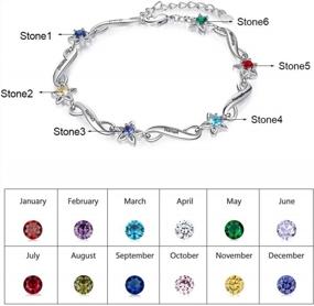 img 3 attached to Personalized Star Bracelet For Women - Custom Engraved 2-7 Names & Simulated Birthstones Adjustable Chain Heart Charm Birthday Gift For Mother