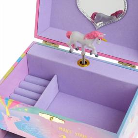 img 1 attached to Beautiful Dreamer Tune Jewelkeeper Musical Jewelry Box W/ 2 Pullout Drawers & Glitter Rainbow Unicorn Design