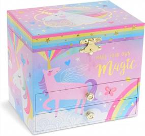img 3 attached to Beautiful Dreamer Tune Jewelkeeper Musical Jewelry Box W/ 2 Pullout Drawers & Glitter Rainbow Unicorn Design