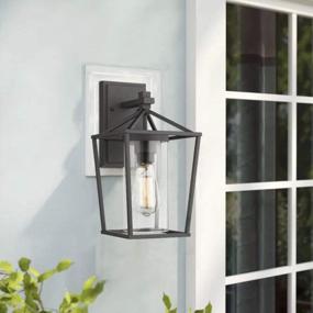 img 2 attached to 2 Pack Emliviar Black Outdoor Wall Mount Light Fixtures With Clear Glass Finish - Model 20065B1 For Improved Porch Lighting