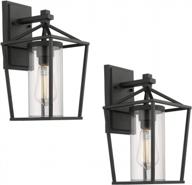 2 pack emliviar black outdoor wall mount light fixtures with clear glass finish - model 20065b1 for improved porch lighting logo