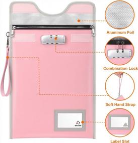 img 2 attached to Fireproof Lockable Money Bag - Protects Valuables, Legal Docs, Jewelry And Tablets In 4200℉ Heat, 15" X 11" Waterproof Document Organizer Bag For Travel (Pink)