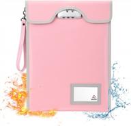огнеупорная запираемая сумка для денег - защищает ценности, юридические документы, ювелирные изделия и планшеты при температуре 4200 ℉, водонепроницаемая сумка-органайзер для документов 15 "x 11" для путешествий (розовая) логотип