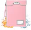 fireproof lockable money bag - protects valuables, legal docs, jewelry and tablets in 4200℉ heat, 15" x 11" waterproof document organizer bag for travel (pink) logo
